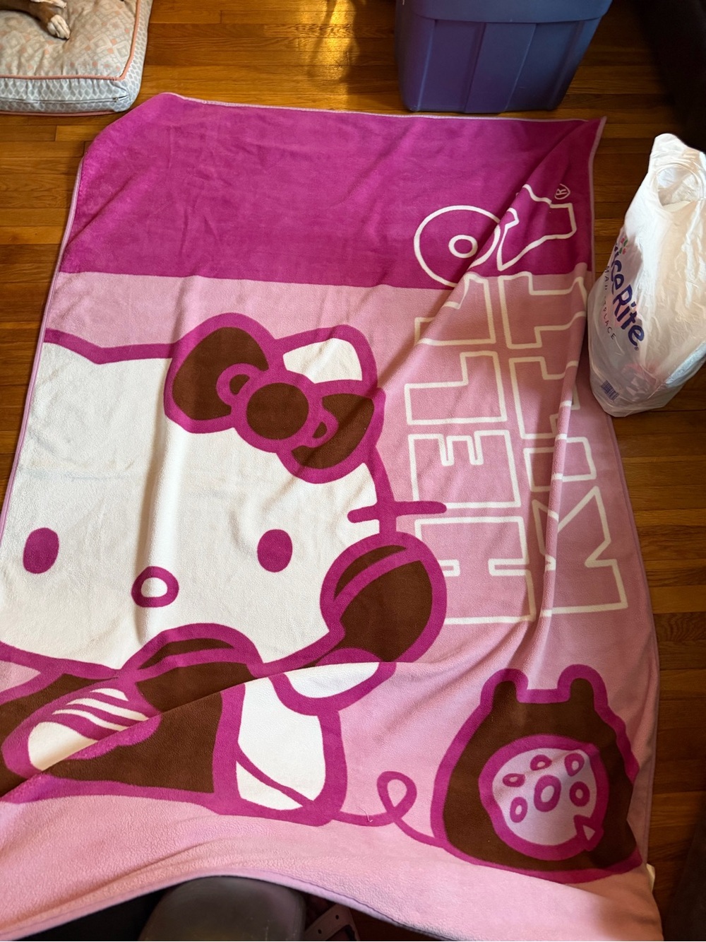 Sanrio Hello Kitty Pink & White Plush Throw Blanket